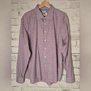 Joseph Abboud Non-Iron Cotton Check Shirt XXL Red Blue White